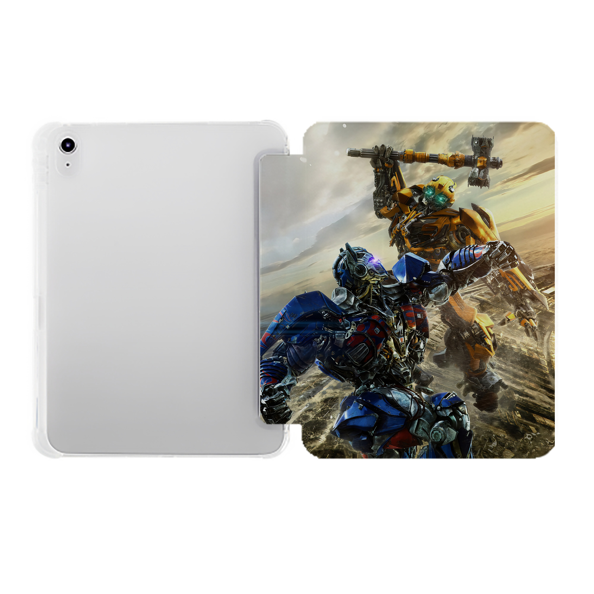 （画像用） Transformers トランスフォーマー IPad ケース ペン収納付き 三つ折りスタンド PUレザー×シリコン 対応機種9.5/10.5/10.9インチ